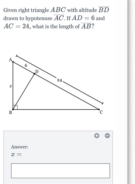 Given Right Triangle A B C With Altitude Cameramath