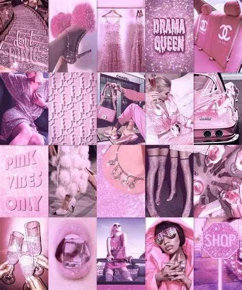 70 Pcs Boujee Pink Aesthetic Photo Collage Kit Baddie Room Etsy