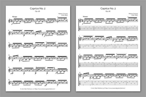 Carcassi Matteo Op No Caprice Classical Guitar Sheet Music