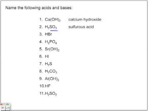 Naming Acids And Bases Practice