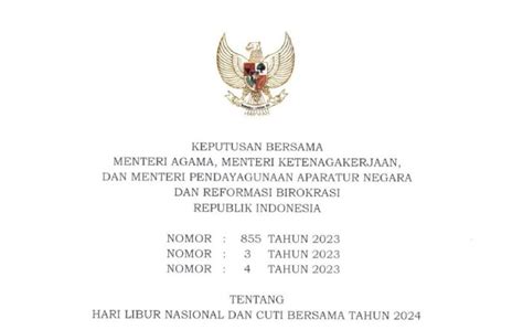 Inilah Skb 3 Menteri Libur Nasional Dan Cuti Bersama 2024 Klikers Indonesia