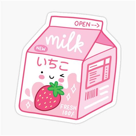 Cute Strawberry Milk Sticker For Sale By Superrsunday Redbubble