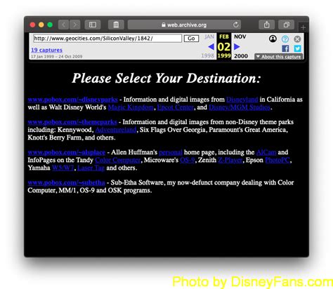 My Original Web Site In 1997 Park Hopping