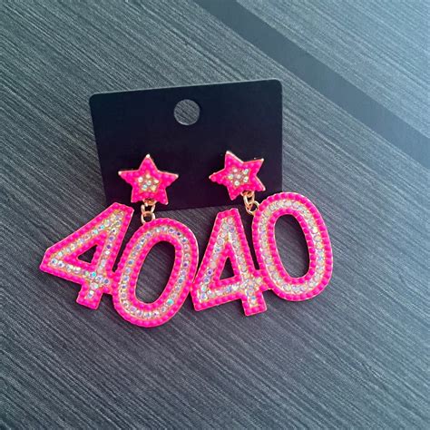40th Birthday Earrings Pink 40 Earrings Number Earrings Im Etsy