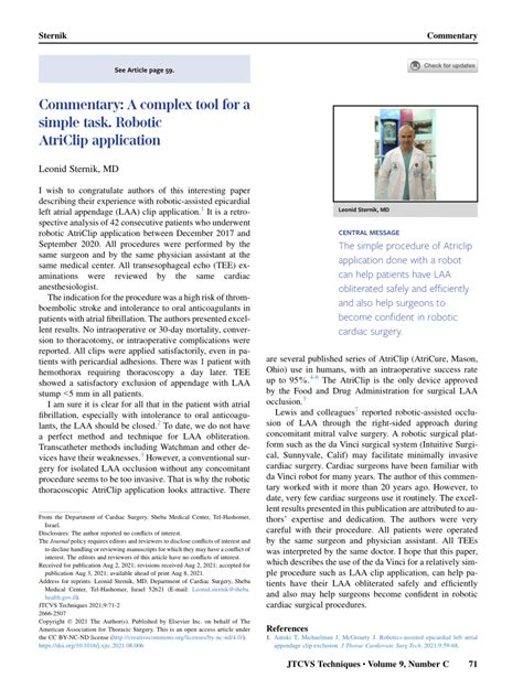 Pdf Commentary A Complex Tool For A Simple Task Robotic Atriclip