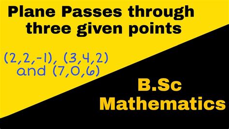 The Equation Of The Plane Passes Through Three Given Points The Plane Geometry Bsc