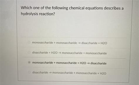 Which Of The Following Chemical Equations Describes A Hydrolysis