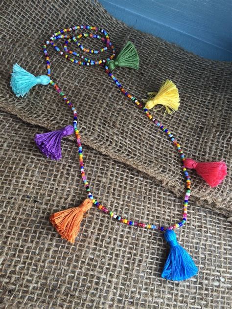 Multi Color Tassel Necklace By Sweetheartjewel On Etsy