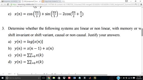 Solved Determine Whether The Following Systems Are Linear Or Chegg