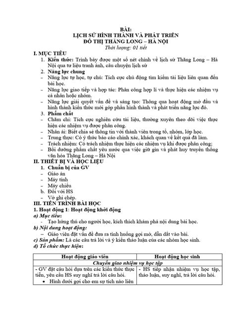 LỊch SỬ HÌnh ThÀnh VÀ PhÁt TriỂn ĐÔ ThỊ ThĂng Long HÀ NỘi Pdf