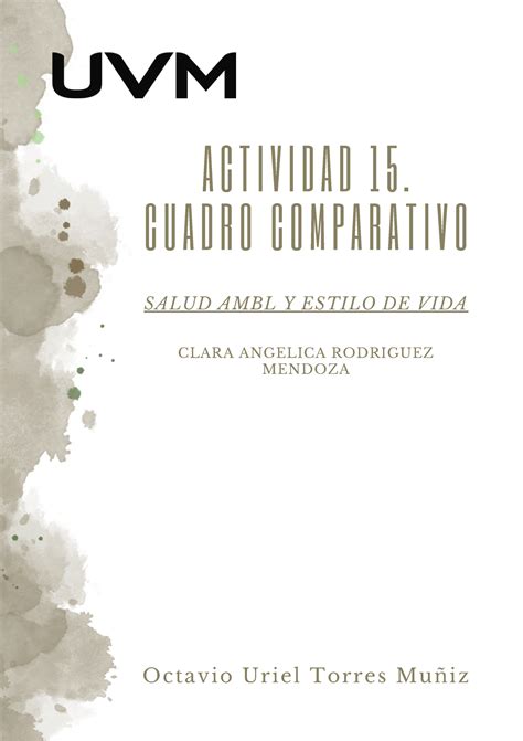 A15 Final Salud Ambiental Y Estilo De Vida A C T I V I D A D 1 5 C U A D R O C O M P A R A T