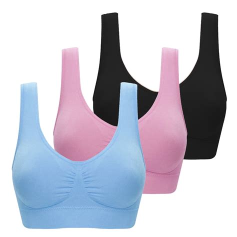 Valcatch 3 Pack Sports Bras For Women Seamless Wirefree Comfort Back