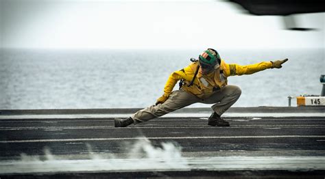 Dvids Images Nimitz Csg Sailor Signals F A E To Launch Image Of