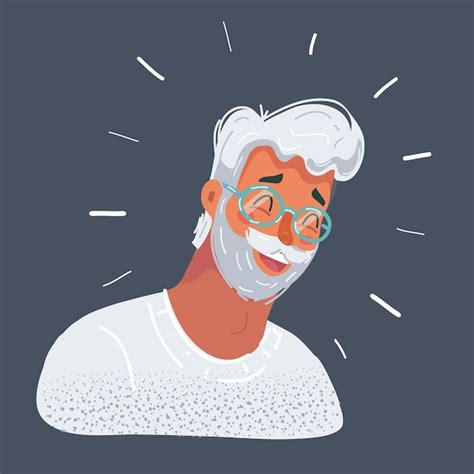 Ilustração vetorial de um velho de cabeça barba e óculos avatar em