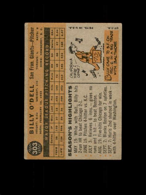 Topps Baseball Billy O Dell Starx G Vg Ls Ebay