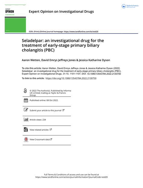 Pdf Seladelpar An Investigational Drug For The Treatment Of Early