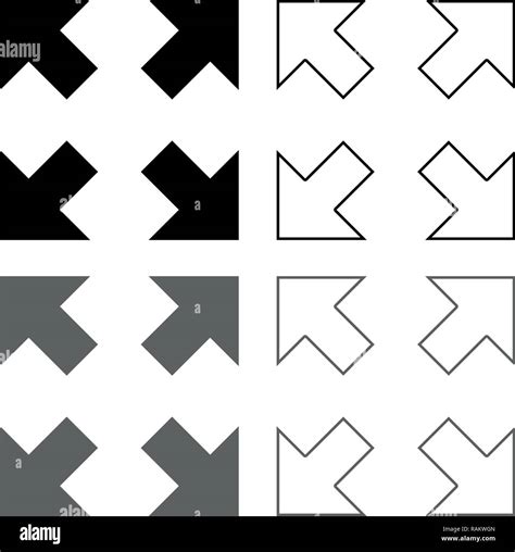 Four Arrows Pointing To Different Directions From The Center Icon Set Grey Black Color Vector I