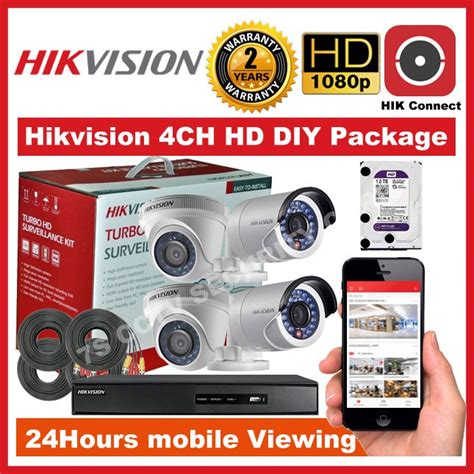 COD Hikvision 4CH 2MP TURBO HD CCTV Package DIY Kit 1080P With Mobile