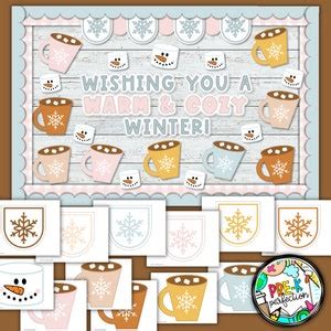 Hot Cocoa Bulletin Board Boho Winter Bulletin Board Warm And Cozy Classroom Decor Hot