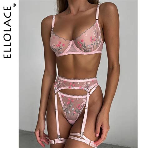 Ellolace Fairy Lingerie Floral Transparent Bra Fancy Underwear Delicate