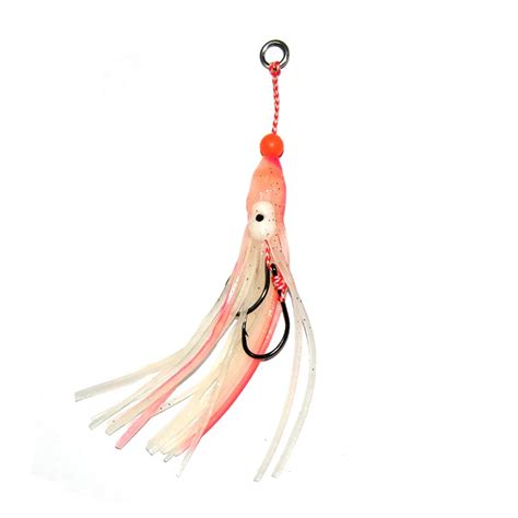 Pcs Jig Assist Hooks With Squid Skirts Trailer For Saltwater Fishing