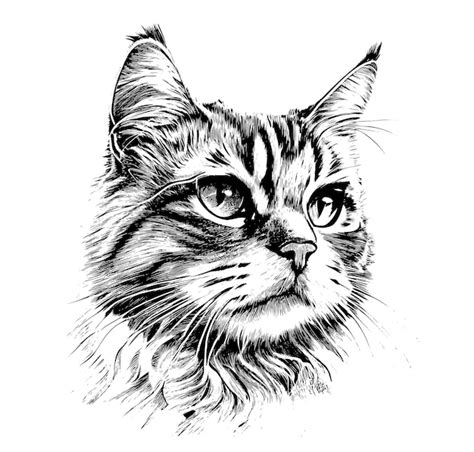 Premium Vector Portrait Of A Cat Head Sketch Hand Drawn Engraved