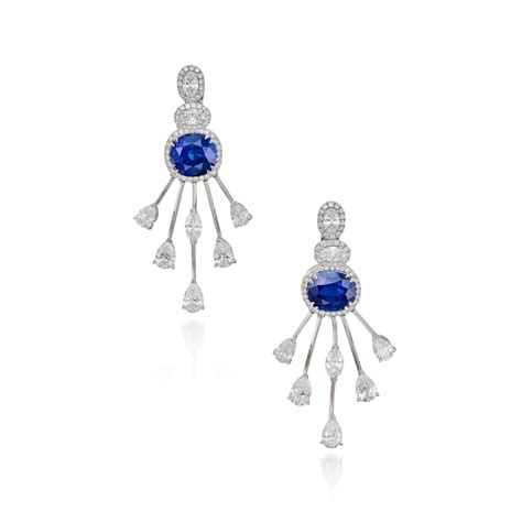 Pair Of Sapphire And Diamond Earclips France Important Jewels 2023