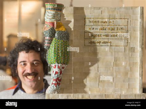 Artist Michael Rakowitz With A Model Of His Artwork The Invisible