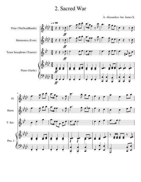 Священная война The Sacred War Sheet Music For Piano Flute Saxophone