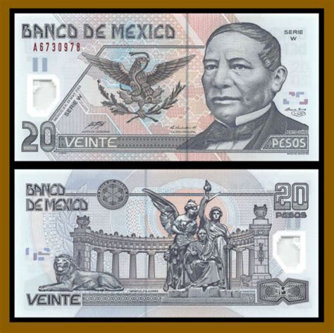 Mexico 20 Pesos 2003 P 116d Serie W Polymer Banknote Unc EBay