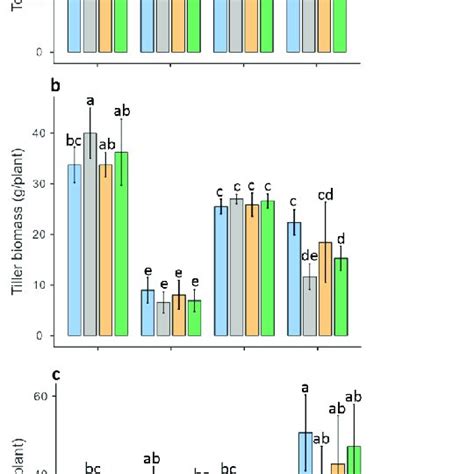 Above Ground Total Biomass A Tiller B And Leaf Biomass Production