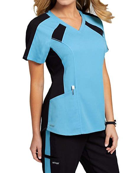 Greys Anatomy Spandex Stretch 3 Pocket Raglan Color Block Scrub Tops Scrubs And Beyond Fashion