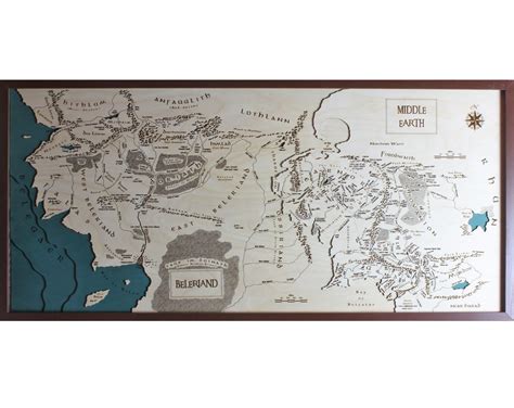 Beleriand Map Middle Earth Detailed Map Art Wall Art Home Fantasy Map