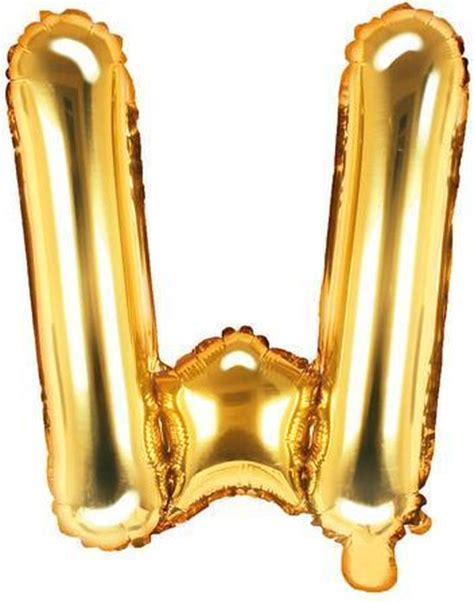 Folie Ballon Letter W 35cm Goud Bol