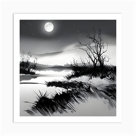 Night Landscape Painting Art Print by Clofura - Fy