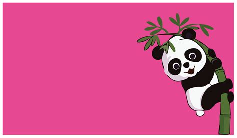 Cute Panda Bear With Bamboo On Pink Background Vector Illustration