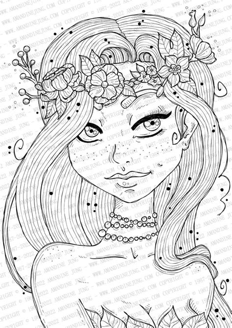 Dibujo Para Colorear Pdf Ninfa Etsy México