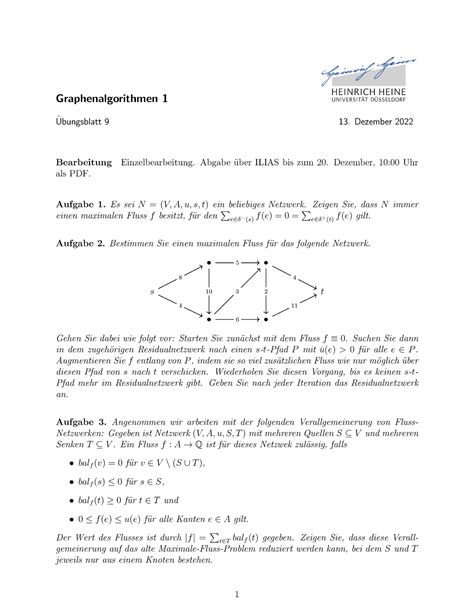 Blatt Graphenalgorithmen Graphenalgorithmen Ubungsblatt