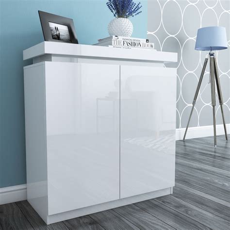 High Gloss White Shoe Storage Cabinet In High Gloss With Led Lighting Tiffany Range Trn008