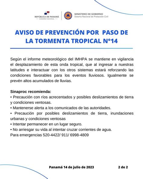 El Post De Panamá On Twitter Emiten Aviso De Prevención Hasta Mañana Sábado 15 De Julio