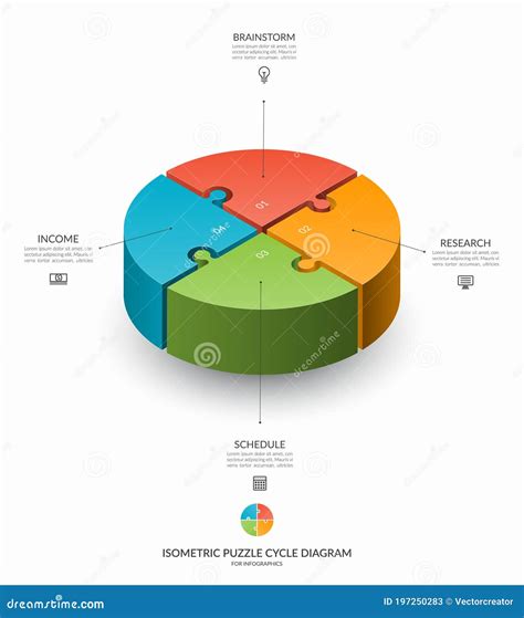 Infographic Isometric Puzzle Circular Template Cycle Diagram With 4