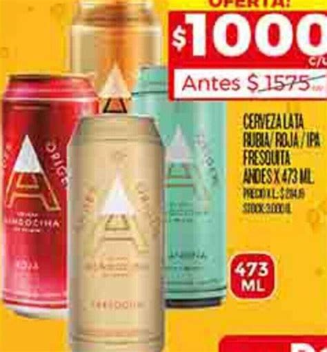 CERVEZA LATA RUBIA ROJA IPA FRESQUITA ANDES X 473ML Oferta En