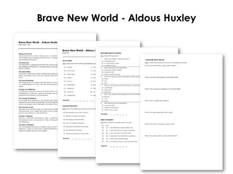 Brave New World Aldous Huxley Teaching Resources