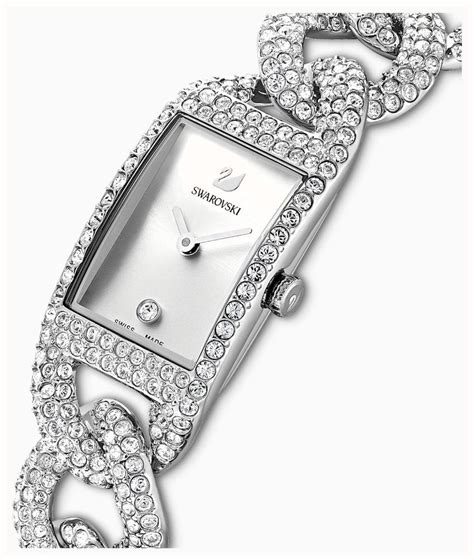 Swarovski Cocktail Mm Silver Dial Crystal Set Stainless Steel