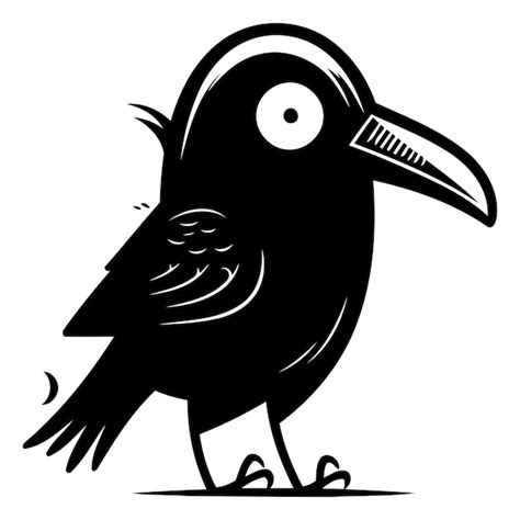 Premium Vector Cute Cartoon Black Crow Isolated On White Background