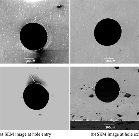 Sem Images Of The Micro Holes At The Entry And Exit At V Khz