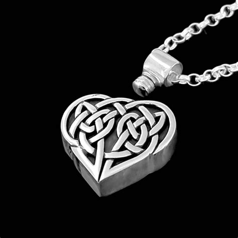 Celtic Heart Keepsake Necklace Sterling Silver Cremation Etsy