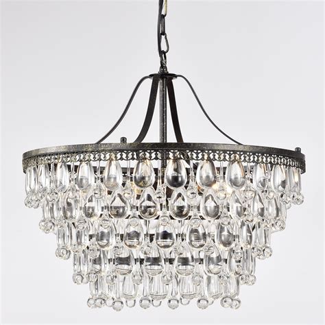 Light Antique Bronze Six Tier Crystal Chandelier Glam Lighting