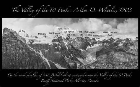 The Valley of the 10 Peaks with present-day names | Mountain Legacy Project