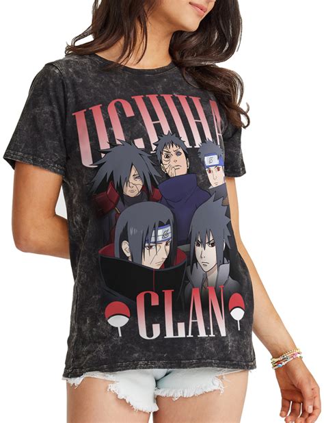 Naruto Shippuden Uchiha Clan Collage Adult Womens Mineral Wash T Shirt